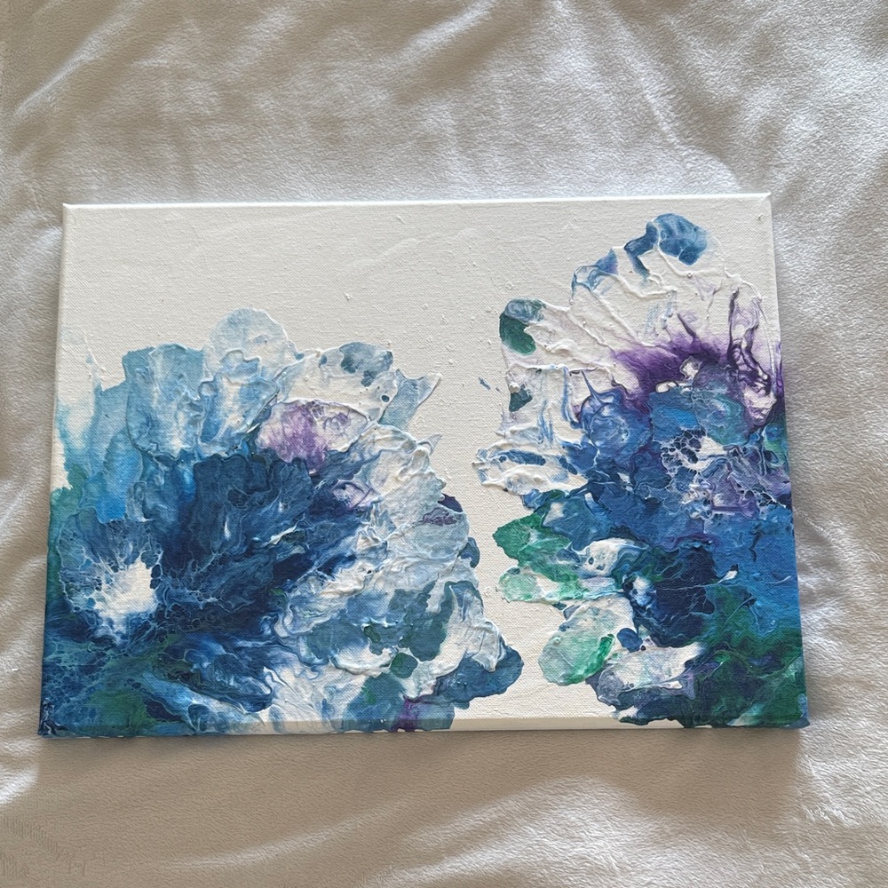 Abstract Blue and Purple Floral Canvas Art